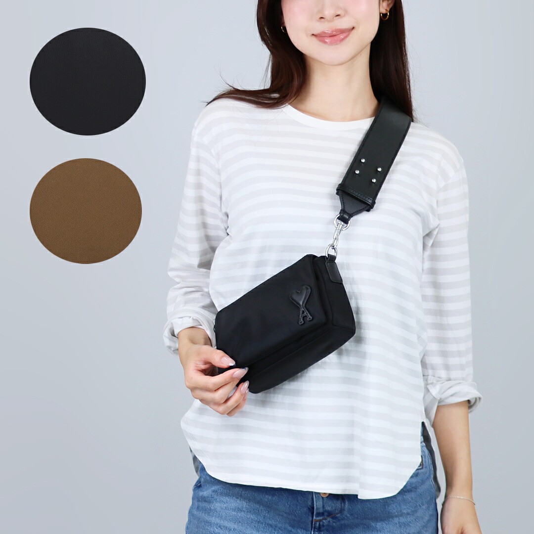 AMI PARIS Paris Paris ショルダーバッグ BLACK ULL018.AL0104 Black Leather Shoulder Bag Paris Paris | AMI PARIS