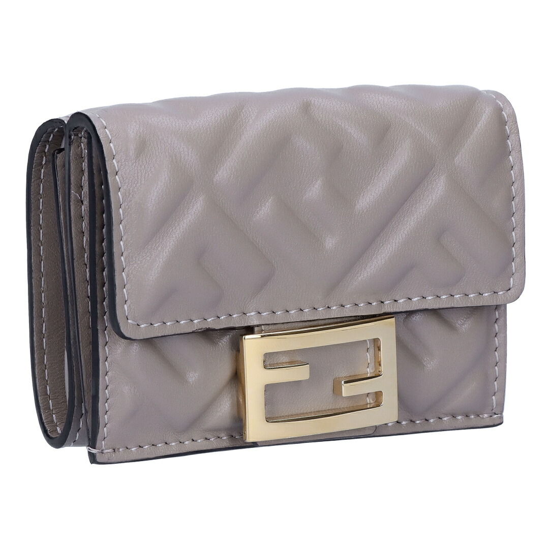 FENDI バゲット マイクロ 三つ折り財布 デニム調FFジャカード FENDI】バゲット FF デニムジャカード×レザー/三つ折り財布
