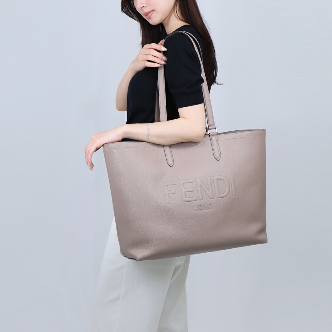 【美品 A4可】フェンディ ローマ トートバッグ PVCレザー ブラウン系 FOSSIL トートバッグ フォッシル レディース レザー ブラウン A4