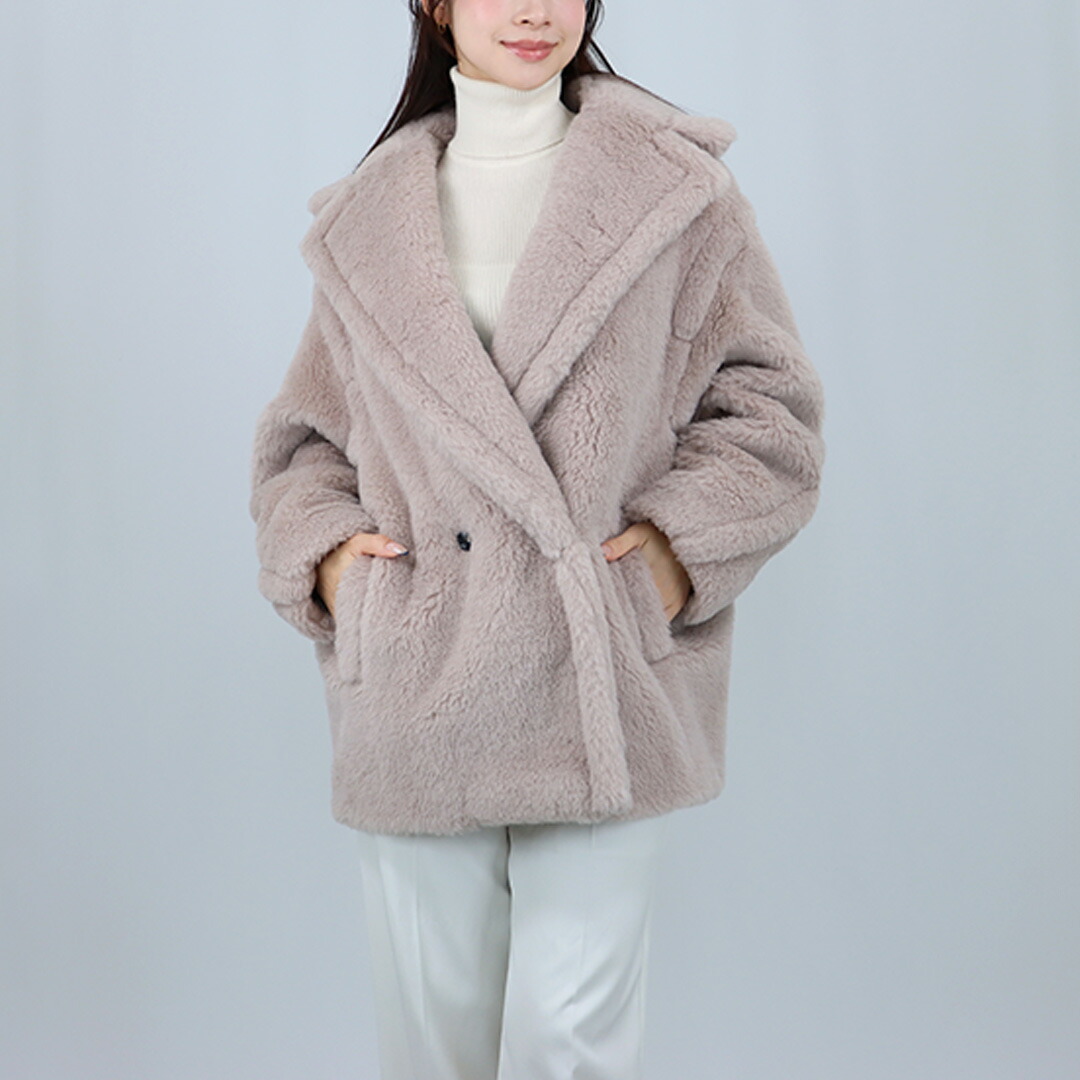 値下 Max Mara マックスマーラ テディベアショートコート オルガ オルガ] テディベア ショート コート, beige | Max Mara