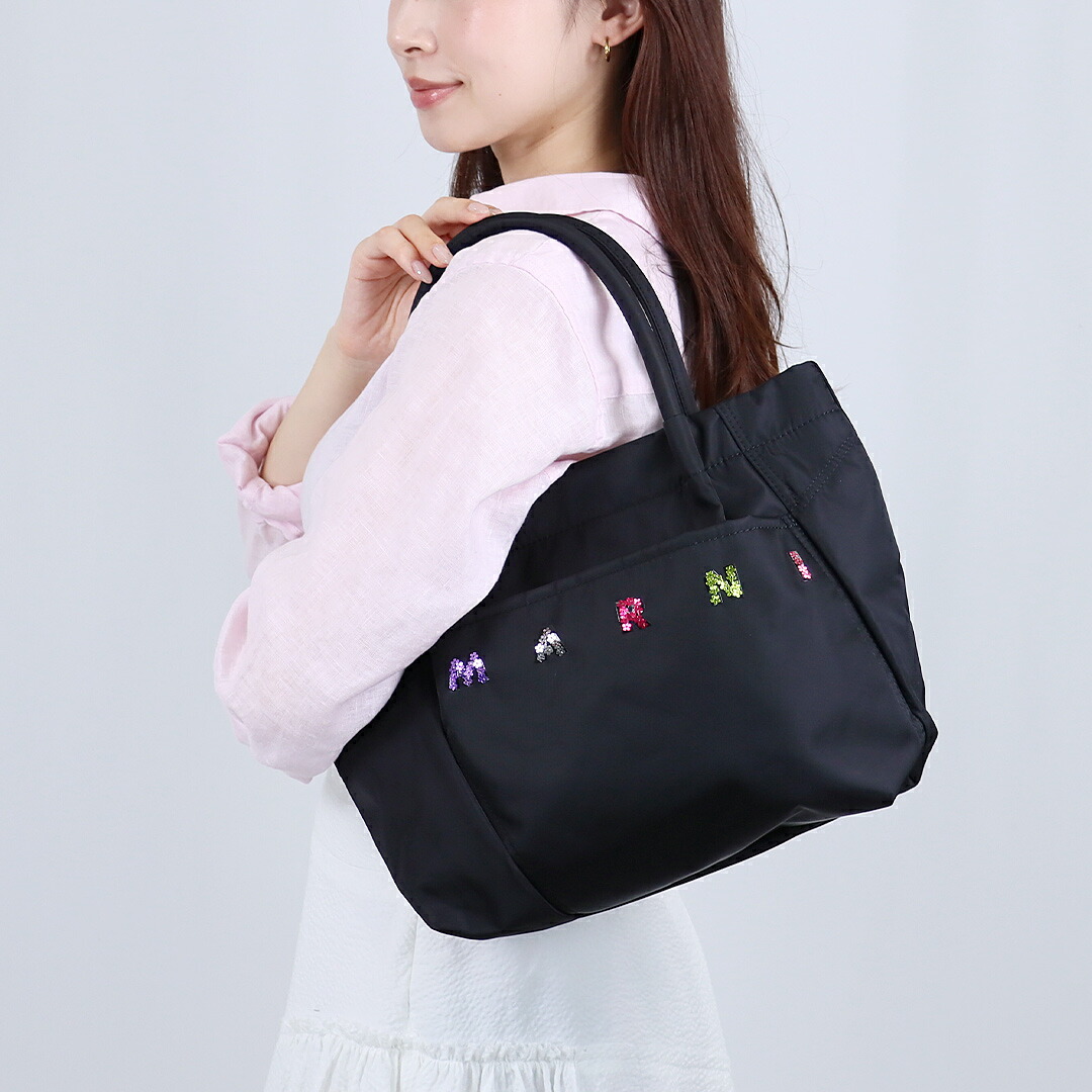 【25日0時~48h限定ポイント5倍】【期間限定価格】 マルニ MARNI トートバッグ ハンドバッグ マルニ キッズ M01610 M00TJ 0M900 BLACK スパンコール|テザーレブランドショップ