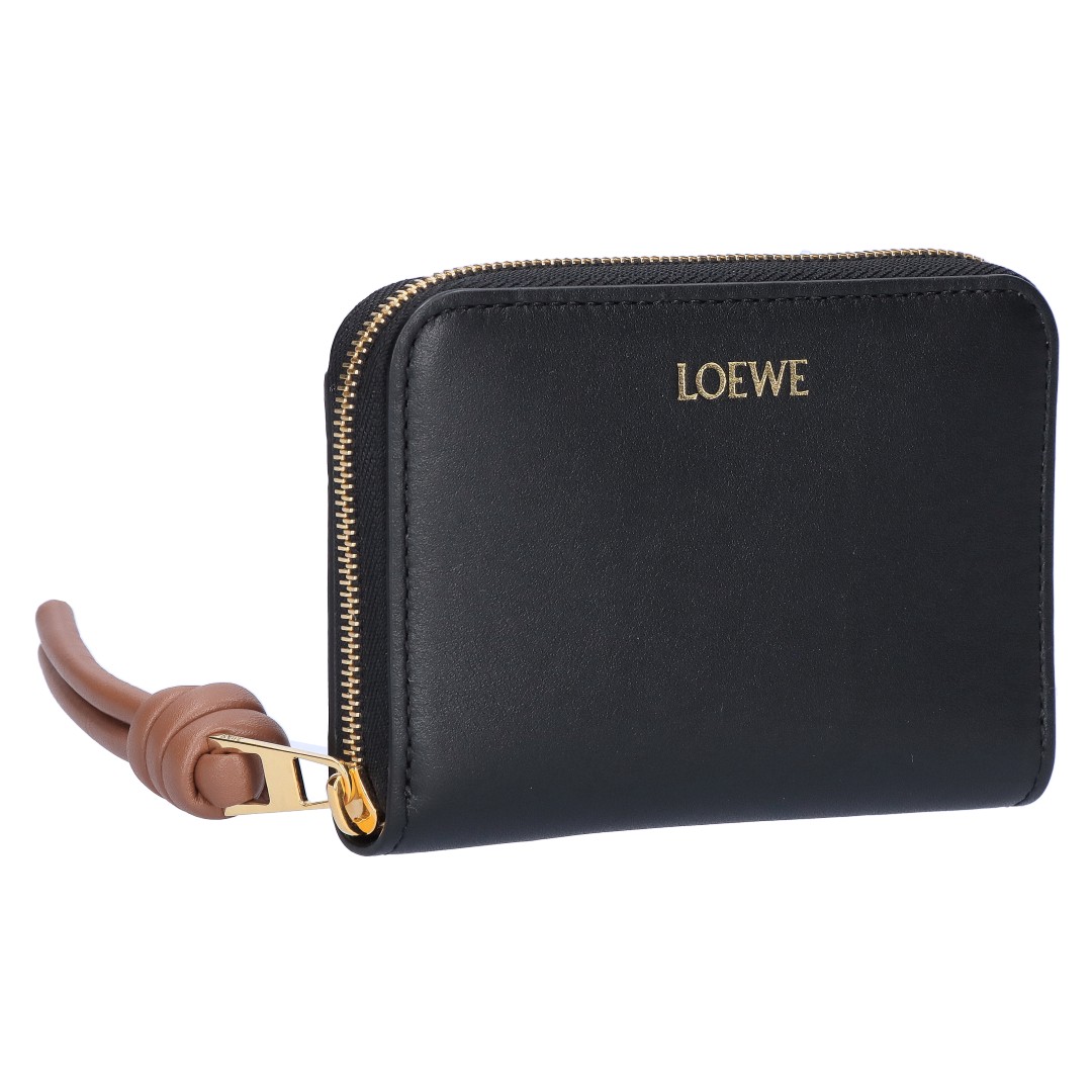 【25日0時～48h限定ポイント5倍】【期間限定価格】 ロエベ LOEWE 小銭入れ コインケース コンパクトウォレット ノット ジップ コインパース CEM1ZCPX02 7812 BLACK/SQUIRREL｜テザーレブランドショップ