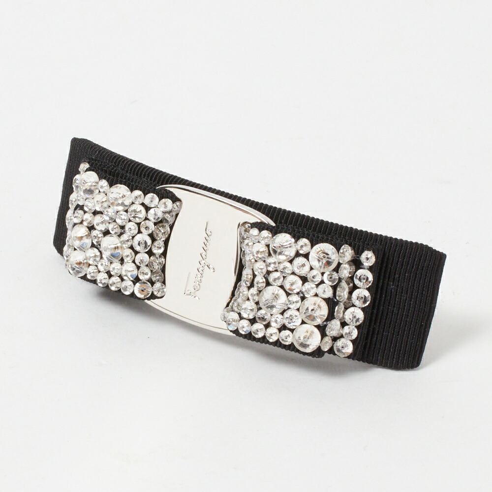 フェラガモ バレッタ 【VARA STRASS】 342759 524894 ブラック×クリスタル(NERO+CRYSTAL) FERRAGAMO|テザーレブランドショップ