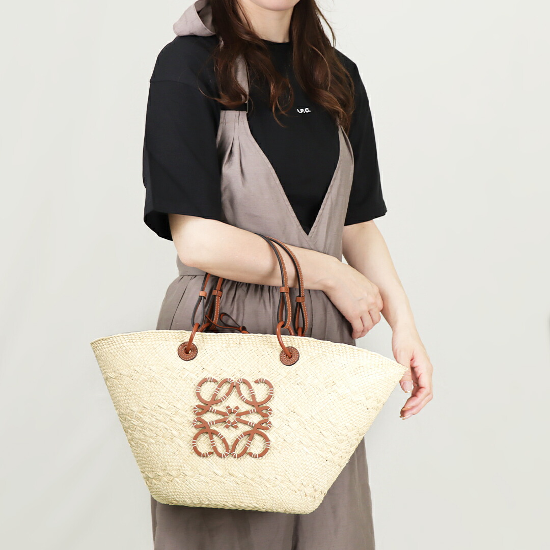 【ロエベ】Loeweエレファント ラフィア カーフ バケット トートバッグ エレファント バスケットバッグ（ラフィア&カーフ） ベージュ