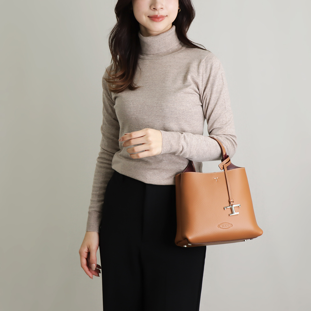 【未使用】TOD'S トートバッグ　Tタイムレス ミディアム　ブラウン　保存袋付 TOD'S トッズ トートバッグ T TIMELESS Tote Bag Tタイムレス