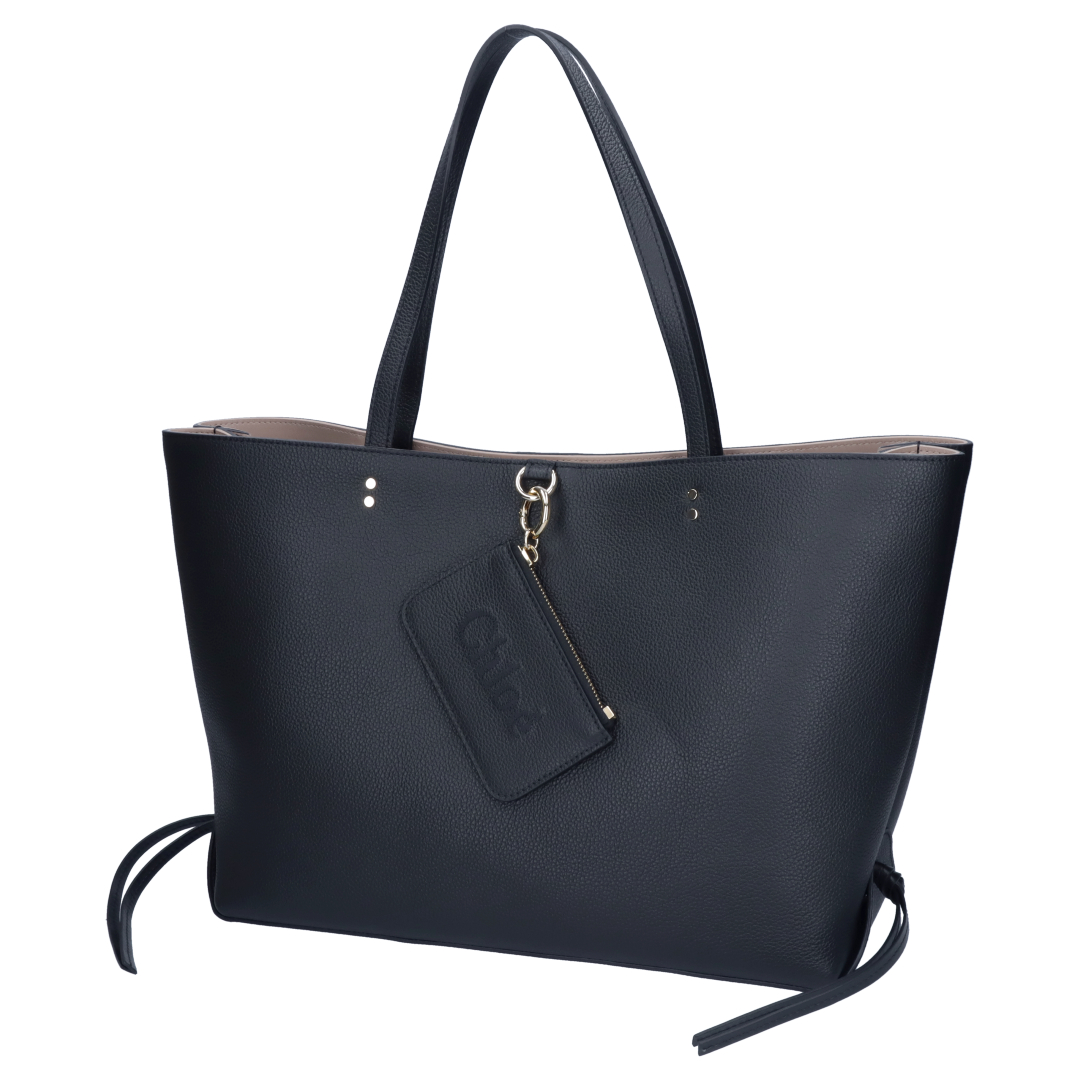 Chloé ブラックレザートートバッグ Chloé グレインレザー製Chloé Spinラージトートバッグ の