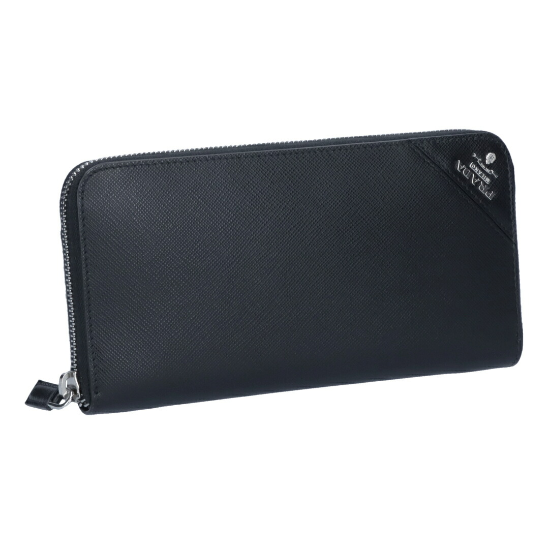 プラダのメンズ財布 プラダ 二つ折り財布 財布 メンズ SAFFIANO TRIANG ブラック