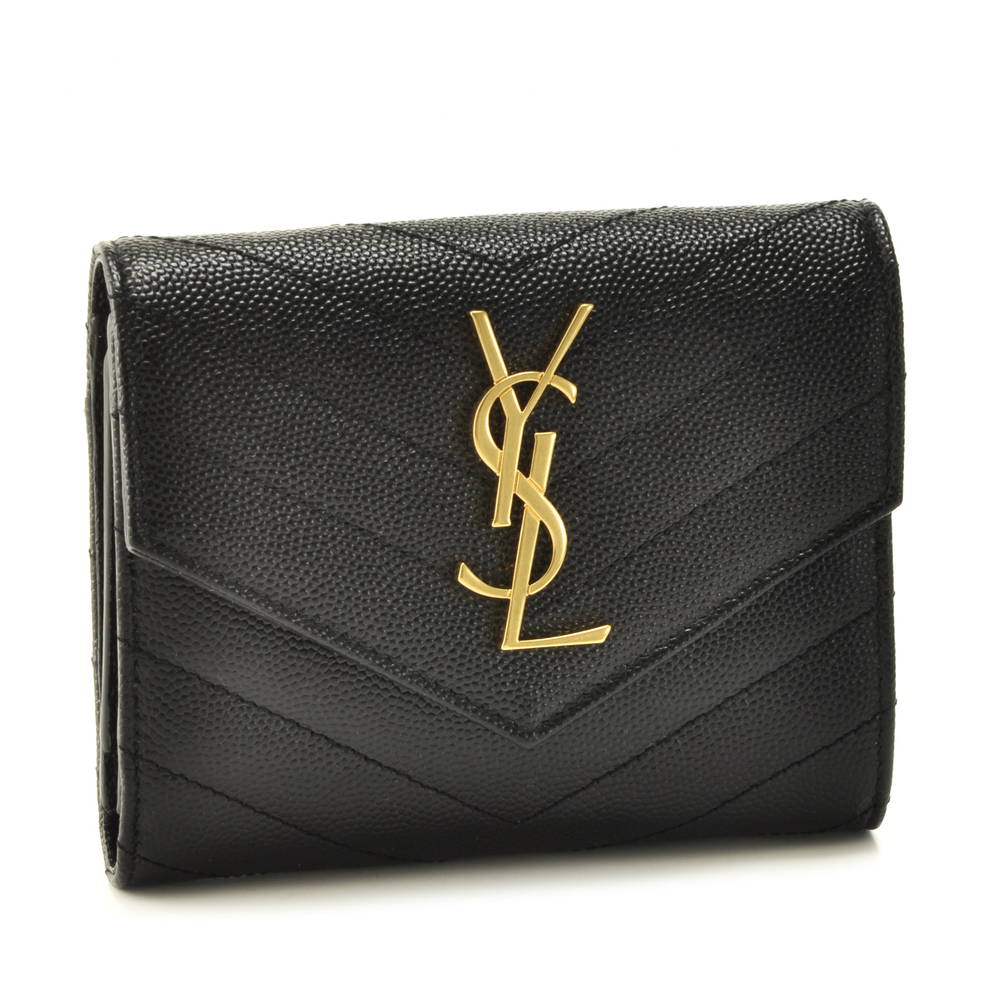 サンローランパリ SAINT LAURENT PARIS 財布 折財布 403943-BOW01 1000 【MONOGRAMME SAINT LAURENT MATELASSE】 NERO 【お取り寄せ】|テザーレブランドショップ