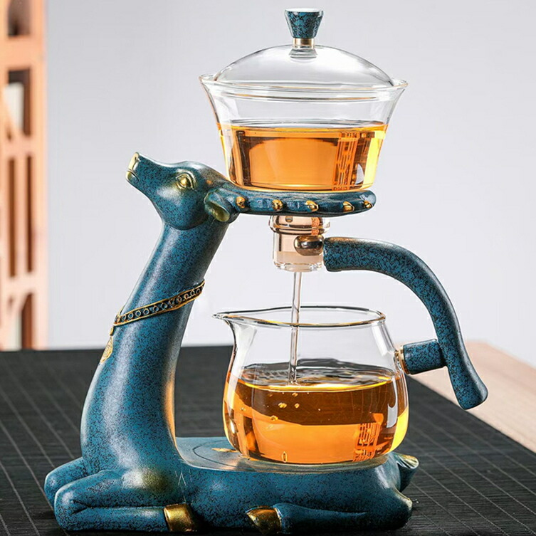 良品 煎茶 鹿 道具 茶器 茶具 ガラス ティーポット やかん ケトル コーヒー お茶 紅茶 自然樹脂 アンティーク ガラス ギフト 装飾