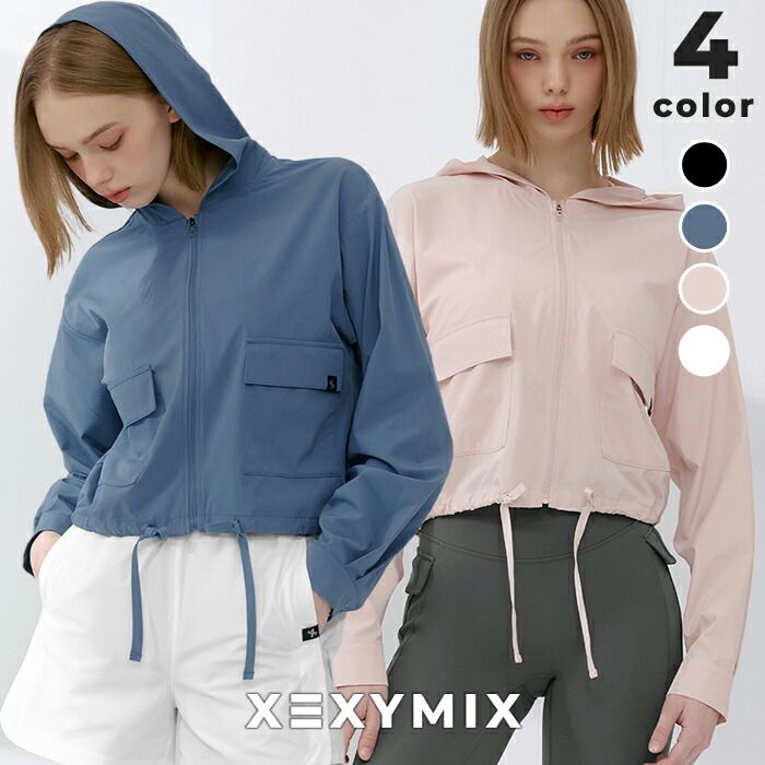 【OUTLET】ゼクシィミックス xexymix ジャケット フード付き クロップド丈 ジップアップ 撥水 ルーズフィット 軽量 長袖 アウター ウィンドブレーカー スポーツウェア トレーニングウェア ランニングウェア ジムウェア ゼクシーミックス XXMX XFK2JL1102【20】|XEXYMIX Online Shop 店