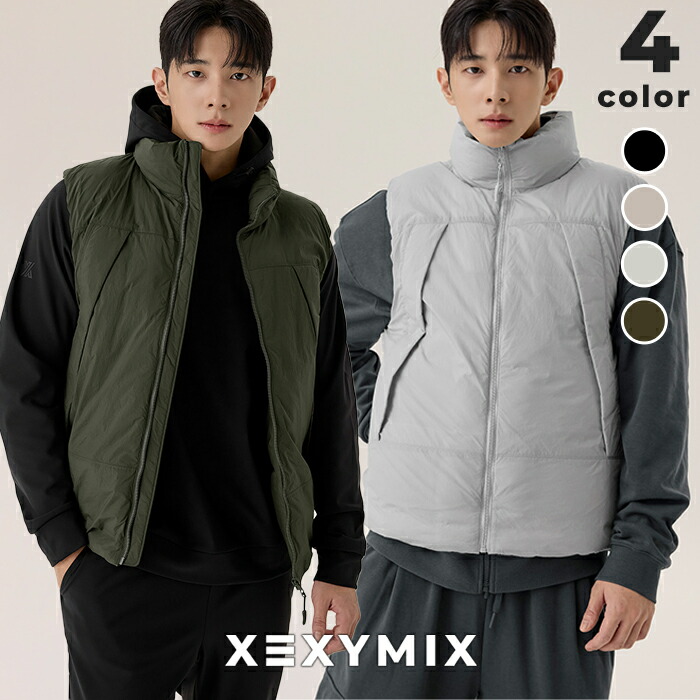 【OUTLET】ゼクシィミックス xexymix ベスト メンズ ジャケット 軽量 中綿入り ハイネック 防寒 ダウン 耐久性 あたたかい おしゃれ 普段着 カジュアル スポーツウェア トレーニングウェア ゼクシーミックス xmk4vp1101 【40】|XEXYMIX Online Shop 店