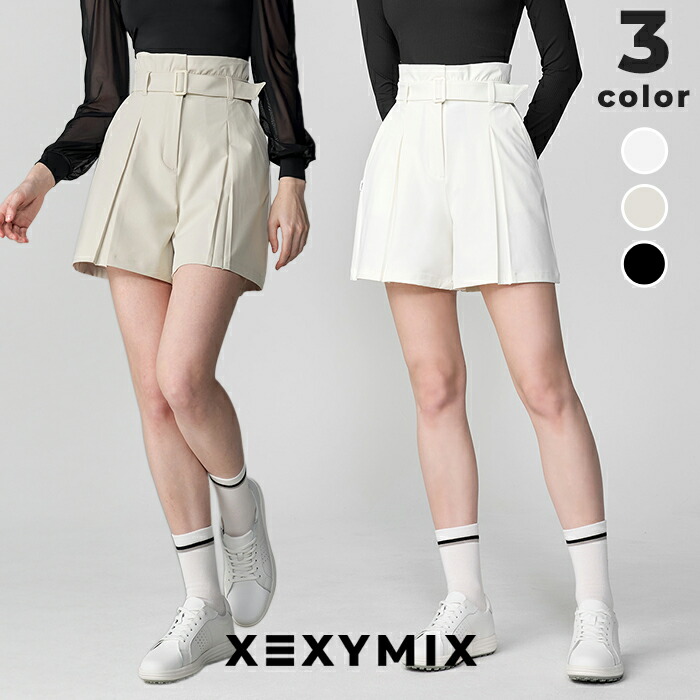 ゼクシィミックス xexymix ゴルフウェア ショートパンツ ベルト付き UVカット バミューダ ラッフル ゴルフ ボトムス レディース かわいい 普段着 おしゃれ ゴルファー ゴルフ女子 韓国 ブランド ゼクシーミックス xfl2ps1204｜XEXYMIX Online Shop 店