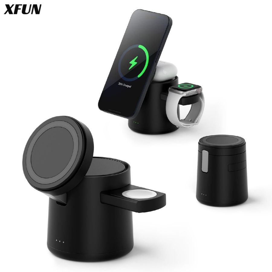 【厳選｜日本企業】AirPods watch iPhone 充電器 ワイヤレス スタンド 3-in-1 ワイヤレス充電 同時充電 給電式 USB-C 充電器 15W 急速充電 マグネット パワーハブ 急速充電器 滑り防止 magsafe 充電 テクノロジー アップル お勧め 送料無料