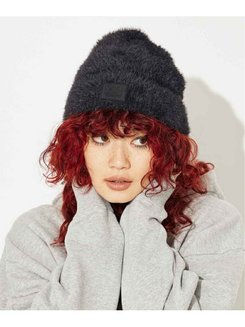 【楽天市場】SHAGGY KNIT CAP ニット帽 X-girl X-girl エックスガール 帽子 ニット帽・ビーニー ブラック パープル