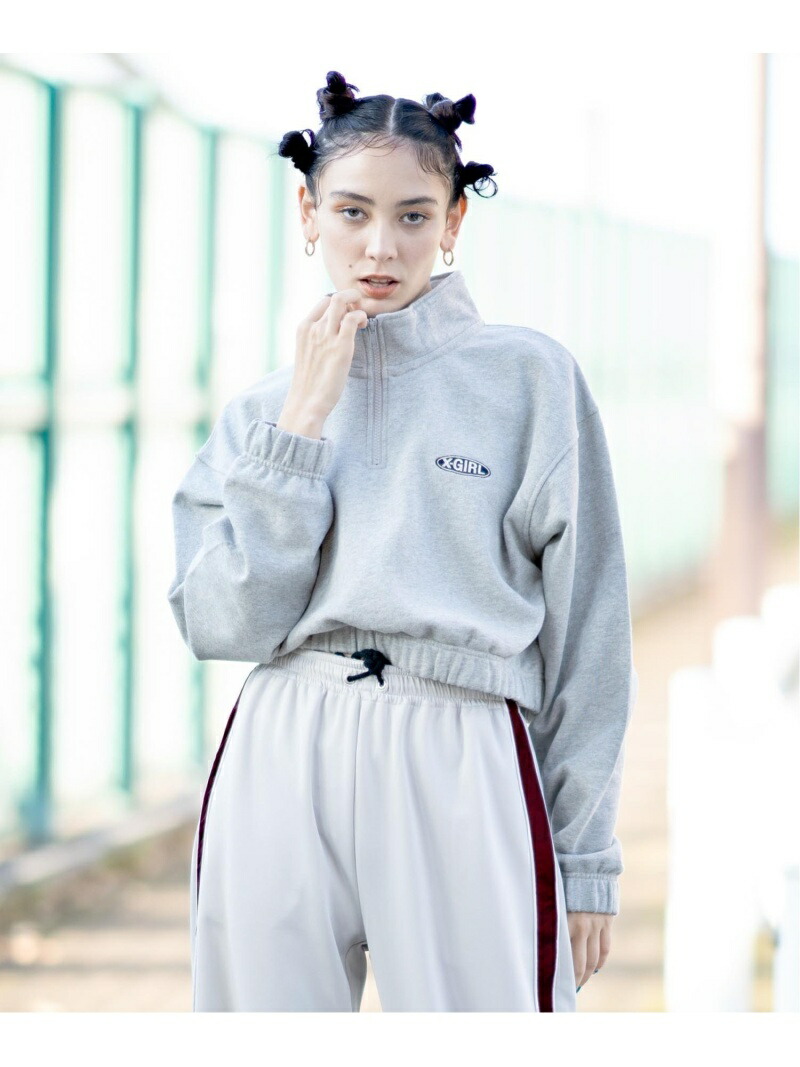 Basic Oval Top Half エックスガール カットソー Logo X Girl トレーナー Zip Sweat