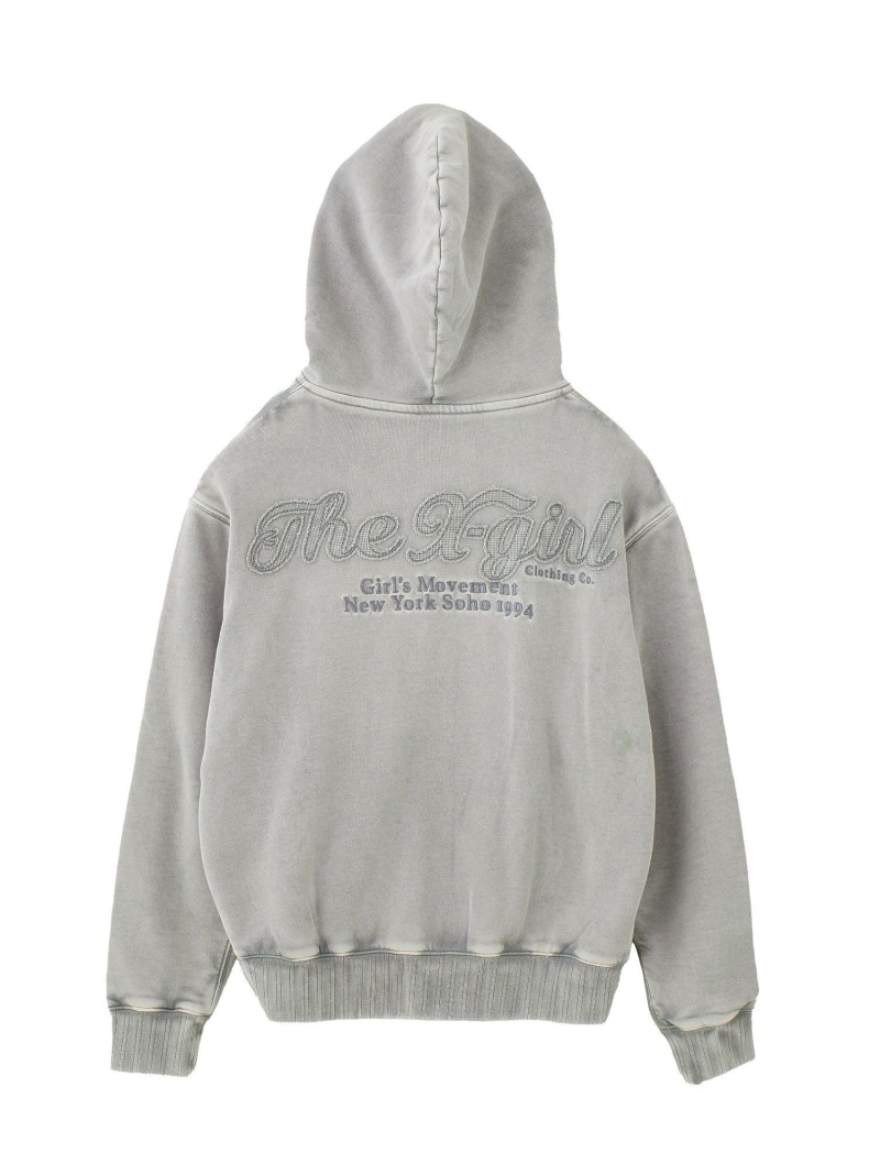 BLEACHED LOGO PATCH ZIP UP SWEAT HOODIE X-girl エックスガール トップス スウェット・トレーナー ピンク ブルー【送料無料】[ Fashion]