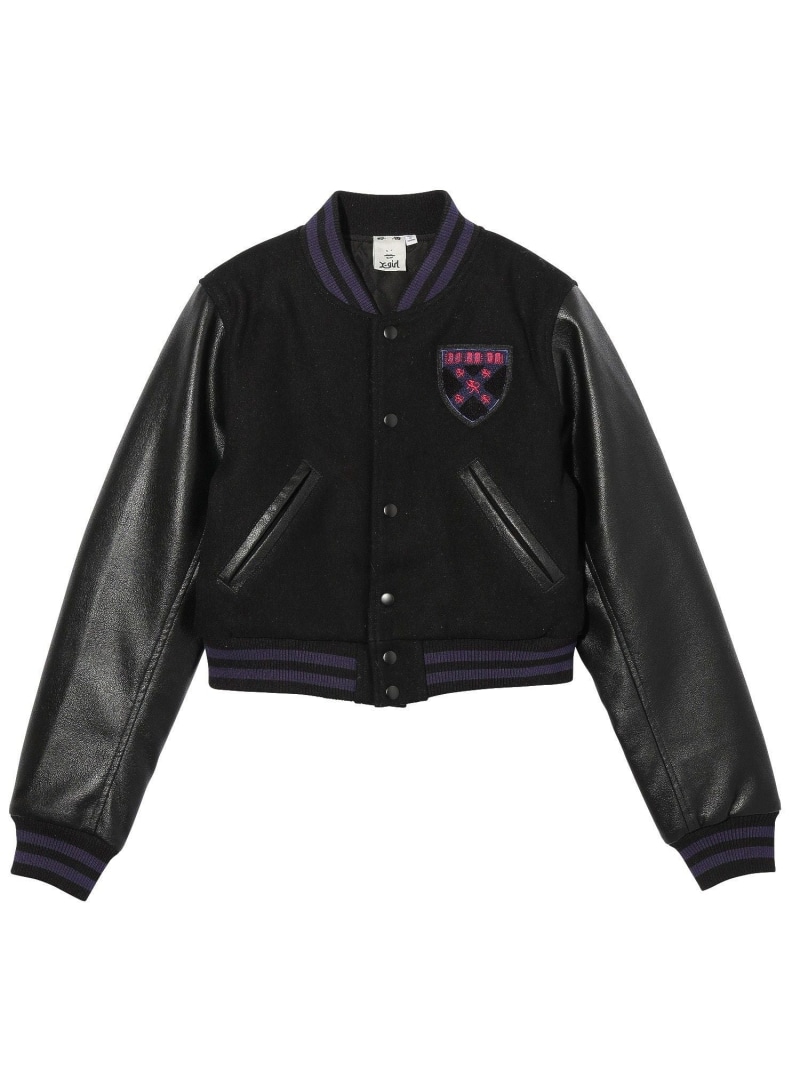 【SALE／60%OFF】BABY STADIUM JACKET X-girl エックスお嬢さん ジャケット・アウター 余分の物のジャケット・アウター 米国海軍 黒いこと【RBA_E】【貨物輸送無料】[ Fashion]
