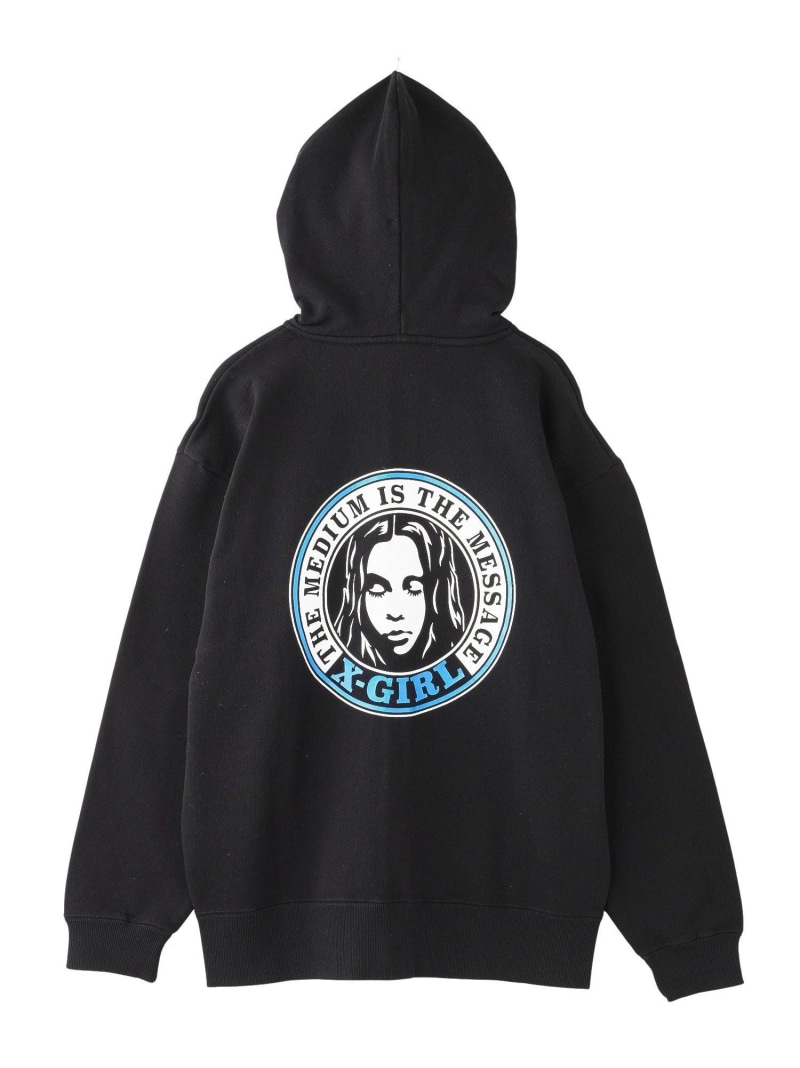【SALE／30%OFF】CIRCLE LOGO AND FACE ZIP UP SWEAT HOODIE X-girl エックスガール トップス スウェット・トレーナー レッド ブラック グレー【RBA_E】【送料無料】[ Fashion]｜X-girl／エックスガール