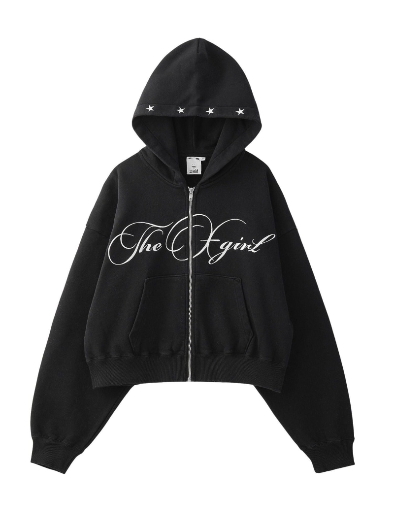 【SALE／30%OFF】PENCIL SCRIPT LOGO EMBROIDERED ZIP UP SWEAT HOODIE X-girl エックスガール トップス スウェット・トレーナー グレー ブラック ベージュ【RBA_E】【送料無料】[ Fashion]｜X-girl／エックスガール