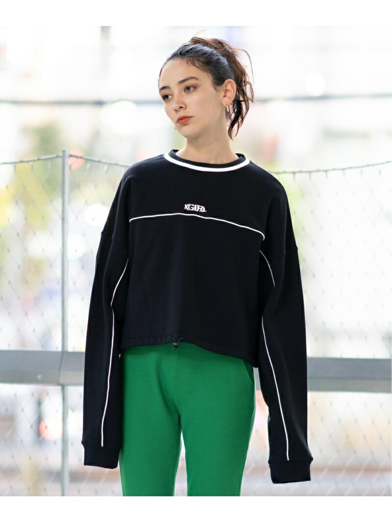 Contrast Line Top トレーナー X Girl Sweat エックスガール Cropped カットソー