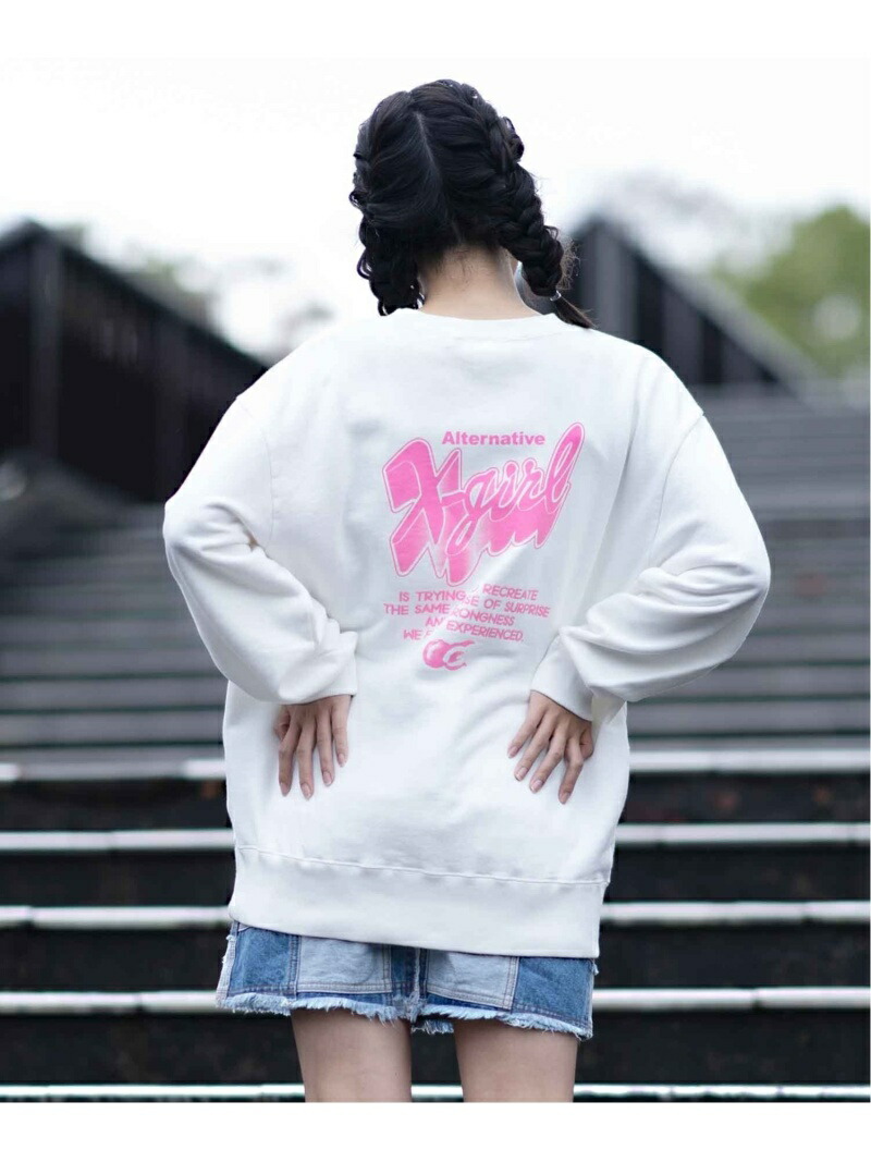 Peachy Logo X Girl トレーナー エックスガール Crew Sweat カットソー Top