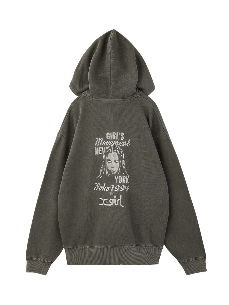 【SALE／10%OFF】MIX LOGO & FACE FADED ZIP UP SWEAT HOODIE X-girl エックスガール トップス スウェット・トレーナー ネイビー ピンク ブラック【RBA_E】【送料無料】[ Fashion]