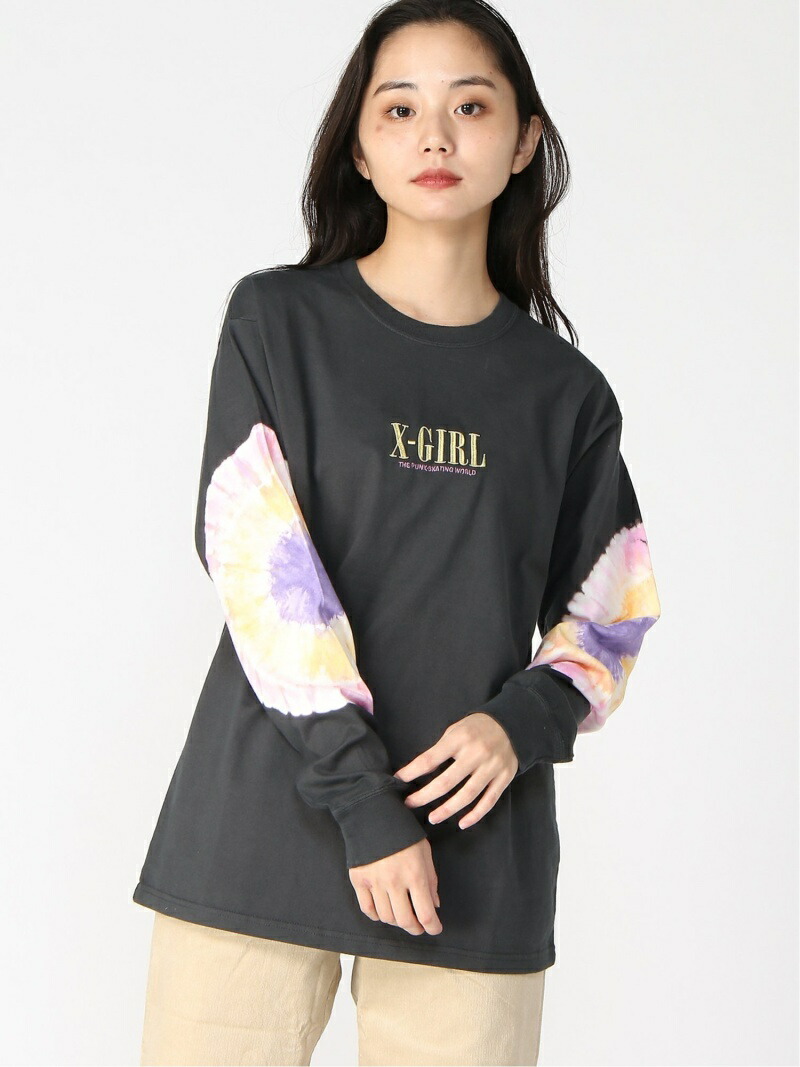 楽天市場 Rakuten Fashion Tie Dye Sleeve Ls Tee X Girl エックスガール カットソー Tシャツ グレー パープル ホワイト 送料無料 X Girl エックスガール