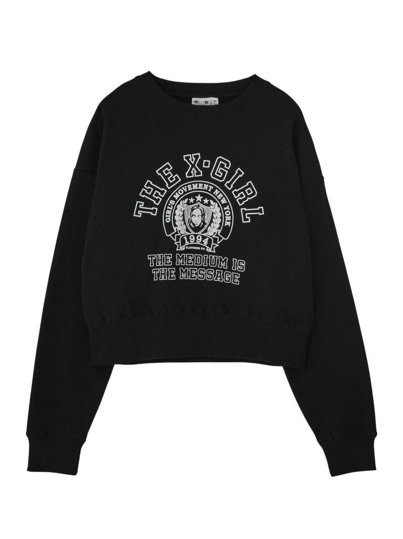 COLLEGE LOGO COMPACT SWEAT TOP X-girl エックスガール トップス スウェット・トレーナー ブラック ブルー【送料無料】[ Fashion]