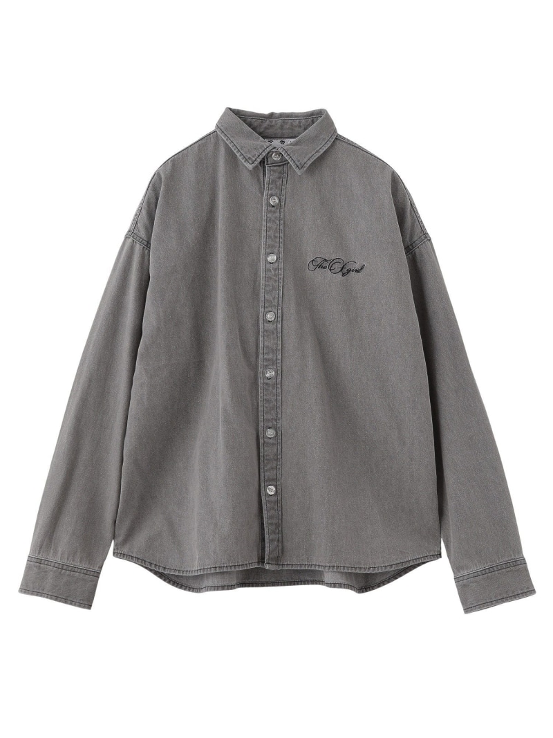 SCRIPT LOGO BLEACHED DENIM SHIRT X-girl エックスガール トップス シャツ・ブラウス ブラック【送料無料】[ Fashion]