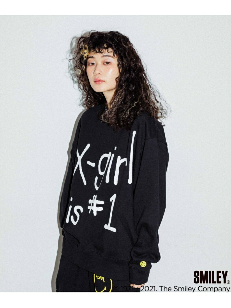 Sweat Rakuten Winky ブルー Top X Girl トップス Fashion X Girl エックスガール 送料無料 Winky エックスガール スウェット レディース ブラック X Girl グリーン Ctm カットソー Bs 0215 エックスガール カットソー 送料無料 公式