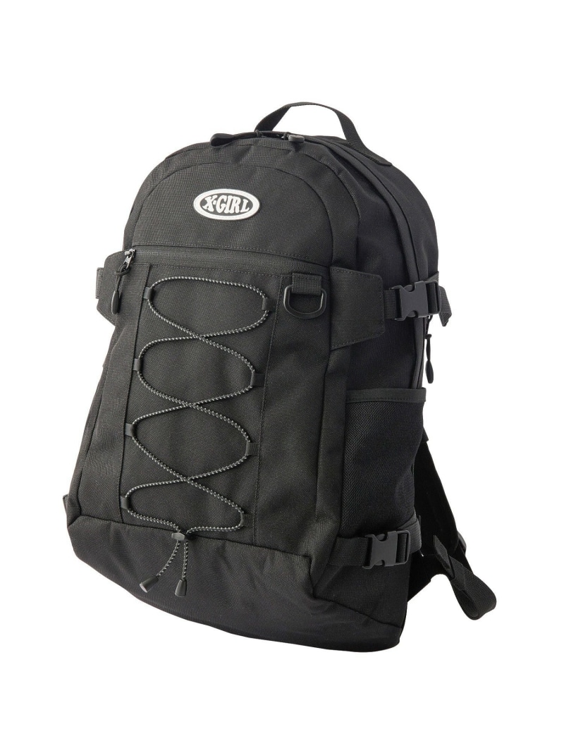 OVAL LOGO BUNGEE CORD BACKPACK X-girl エックスお嬢さん 御徒面子 余分の物の御徒面子 黒いこと 薄墨色【貨物輸送無料】[ Fashion]
