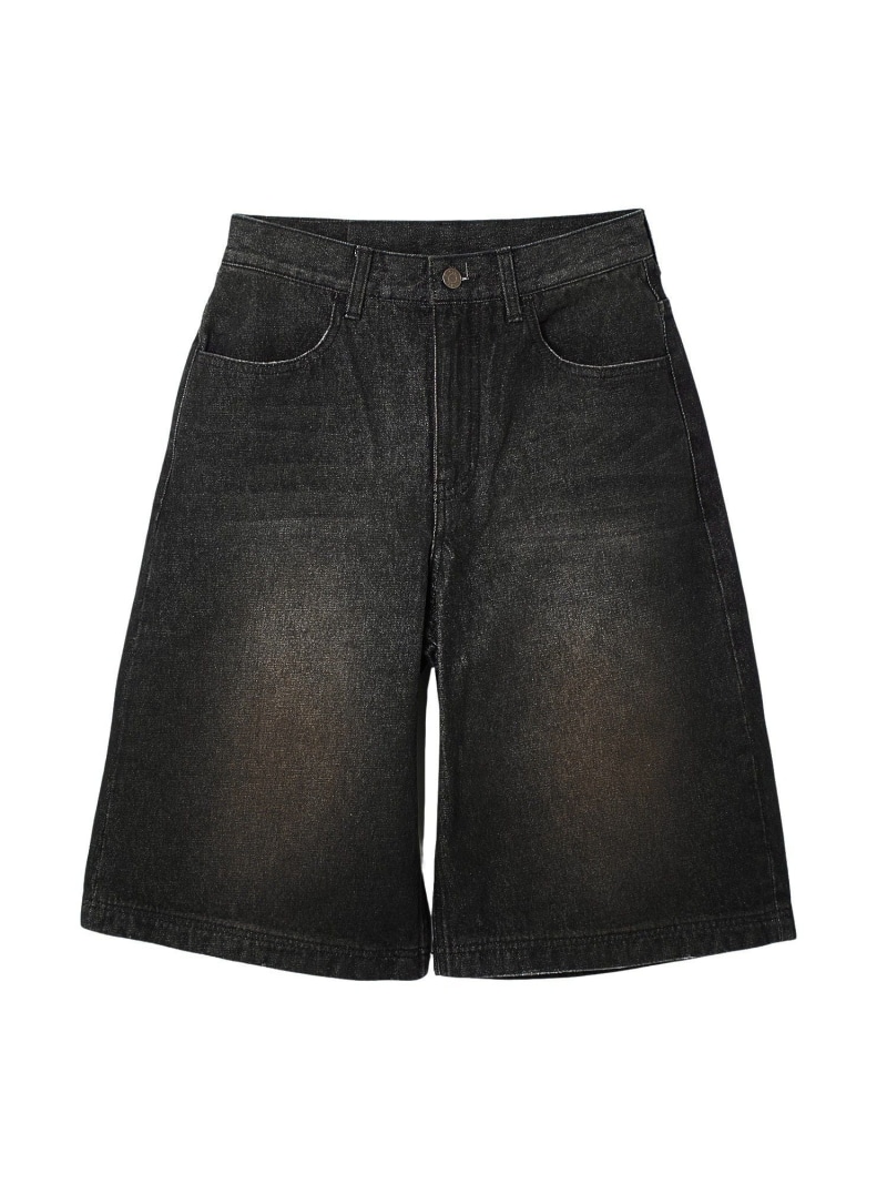 WAXED DENIM SHORTS X-girl エックス御嬢さん ズボン下 余分の物のズボン下 黒いこと【貨物輸送無料】[ Fashion]