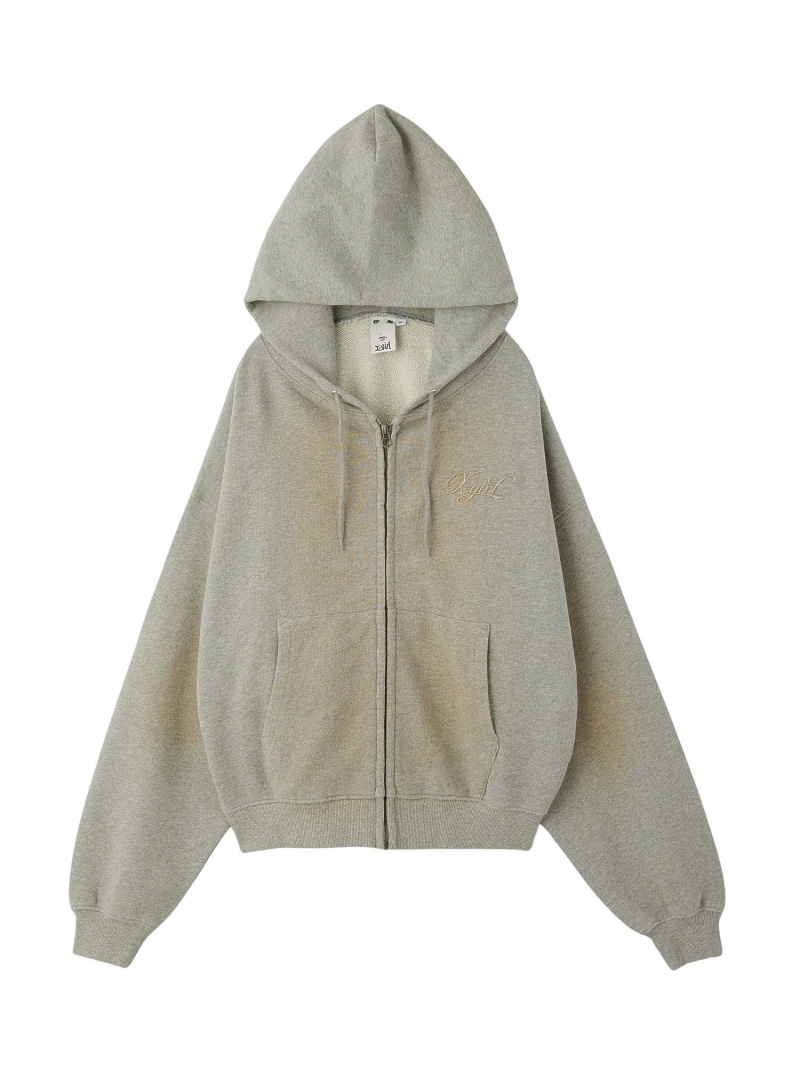 【SALE／30%OFF】SPRAY PRINT ZIP UP HOODIE X-girl エックス御嬢さん トップス スウェット・トレーナー 薄墨色 ベージュ【RBA_E】【貨物輸送無料】[ Fashion]