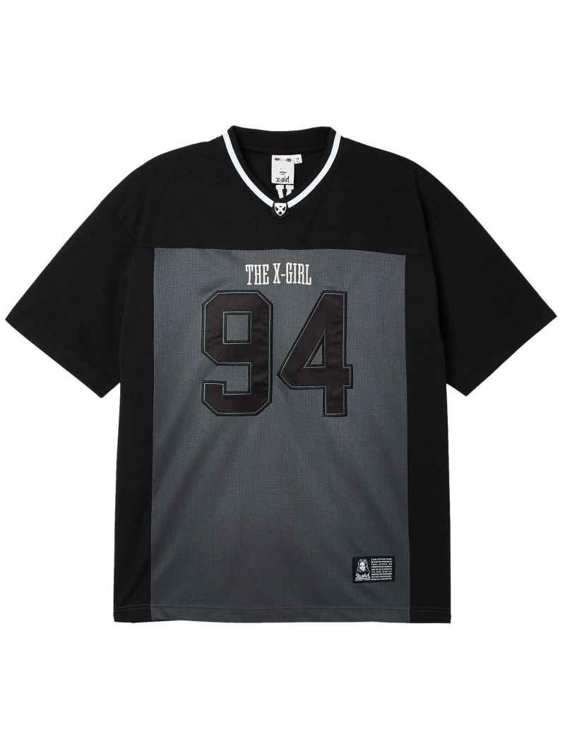 FACE LABEL FOOTBALL TEE DRESS X-girl エックスうしろ帯 衣装・御召しもの 余分の物の衣装・御召しもの 赤銅色 黒いこと サクラ色【貨物輸送無料】[ Fashion]