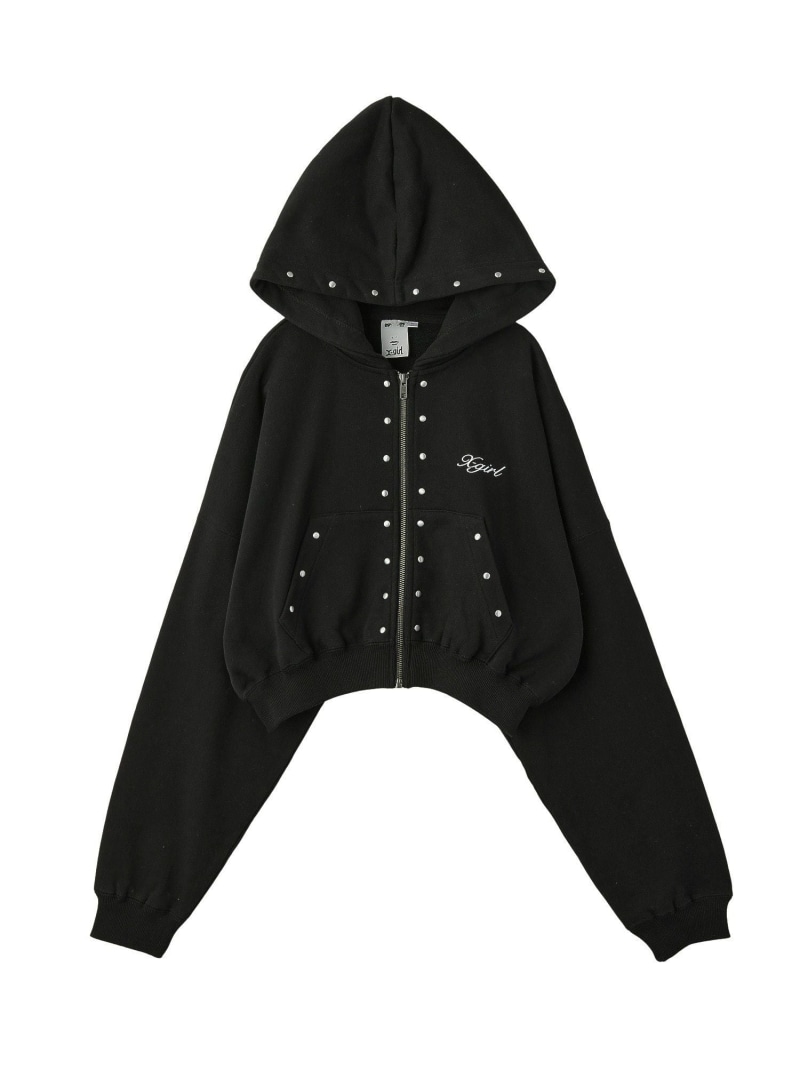 【SALE／30%OFF】STUDDED ZIP UP SWEAT HOODIE X-girl エックス御嬢さん トップス スウェット・トレーナー 黒いこと 緑であること ベージュ【RBA_E】【貨物輸送無料】[ Fashion] レディースファッション-スウェット・トレーナー