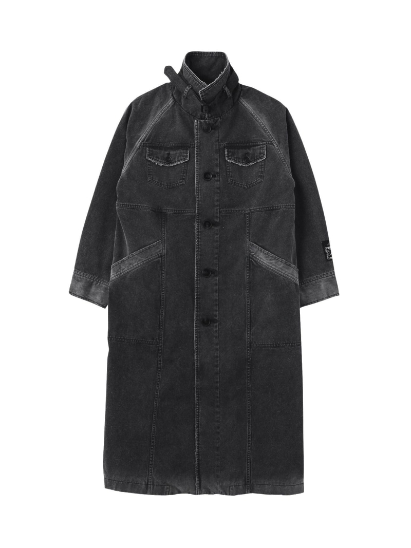 FADED STAND COLLAR LONG COAT X-girl エックスガール ジャケット・アウター その他のジャケット・アウター ブラック ベージュ【送料無料】[ Fashion]