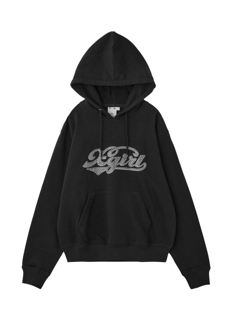 【SALE／30%OFF】RHINESTONE CURSIVE LOGO SWEAT HOODIE X-girl エックスガール トップス スウェット・トレーナー グレー ブラック パープル【RBA_E】【送料無料】[ Fashion]