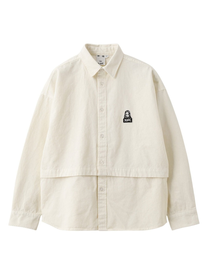 FACE PATCH 2WAY LENGTH L/S SHIRT X-girl エックスガール トップス シャツ・ブラウス ブラック ホワイト【送料無料】[ Fashion]