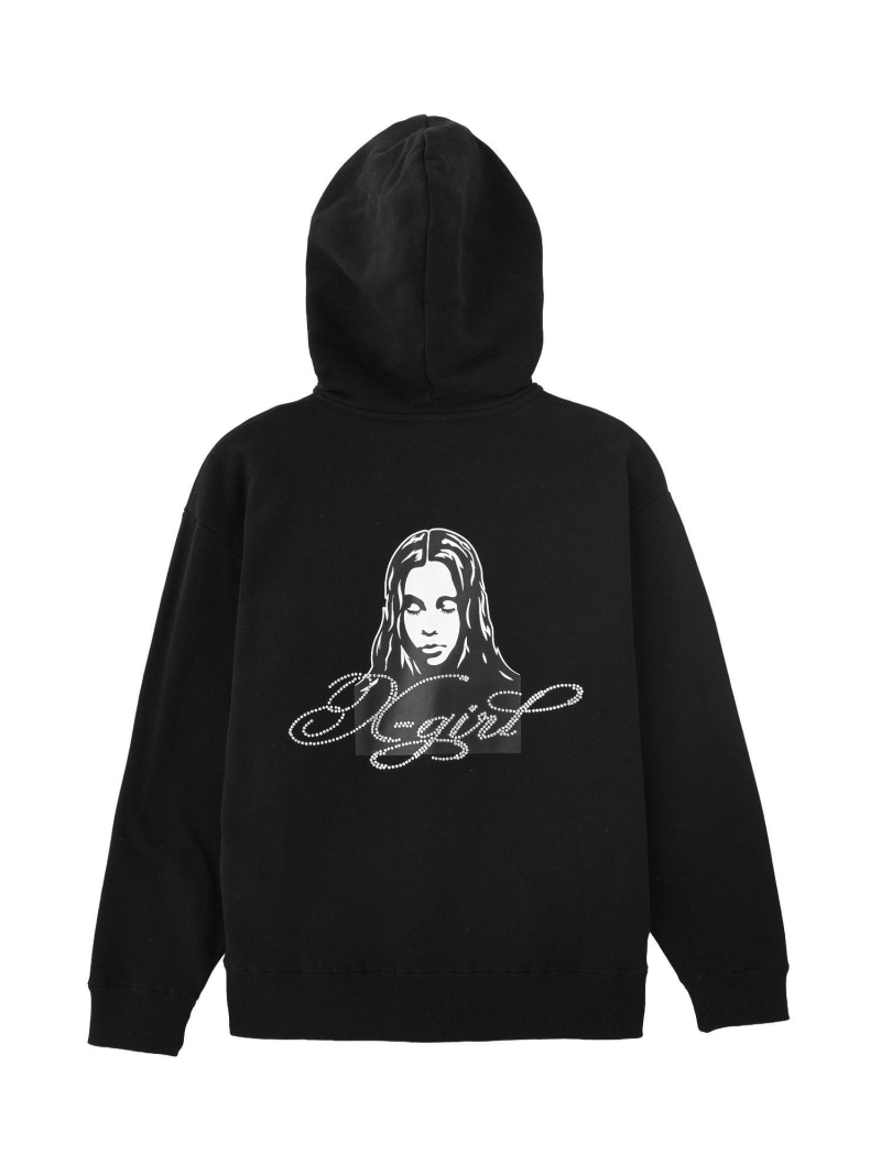 RHINESTONE LOGO AND FACE ZIP UP SWEAT HOODIE X-girl エックスガール トップス スウェット・トレーナー グリーン ブラック【送料無料】[ Fashion]｜X-girl／エックスガール