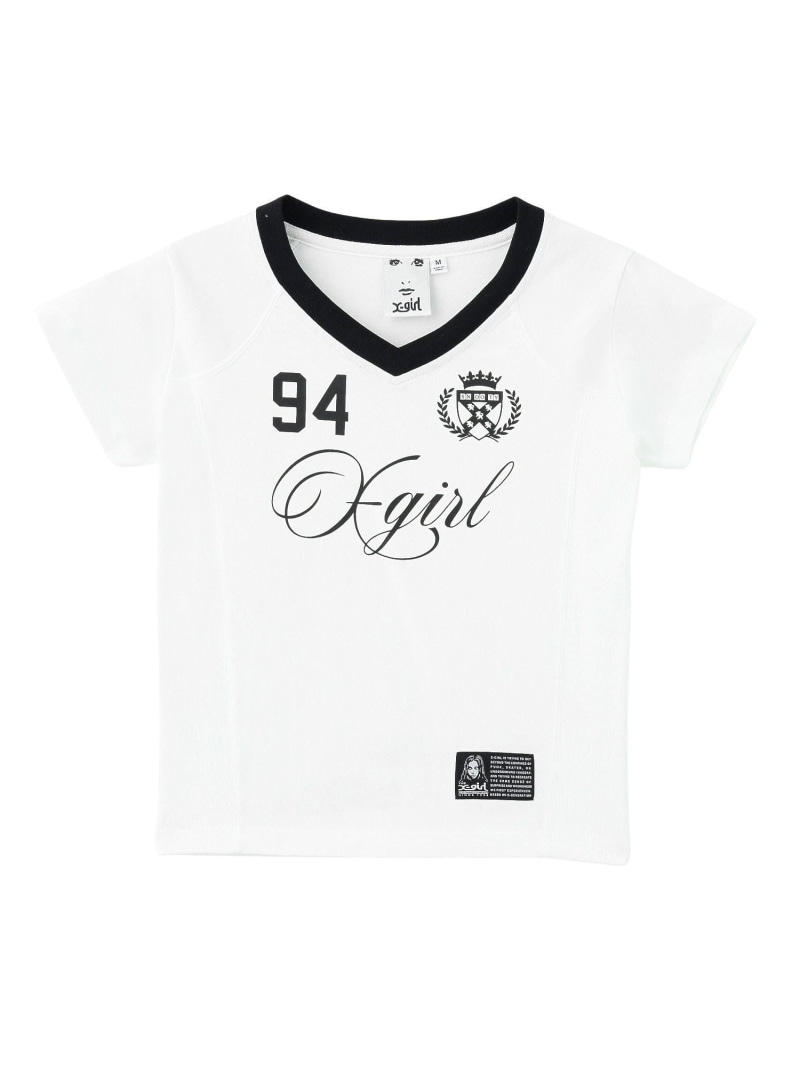 STUDDED NUMBER S/S BABY TEE X-girl エックスガール トップス カットソー・Tシャツ ブラック ホワイト【送料無料】[ Fashion]