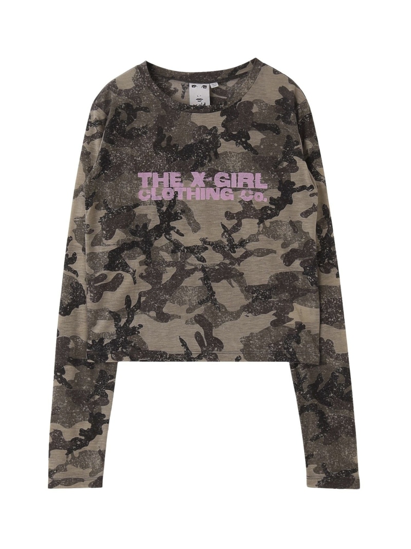 FADED CAMO SHEER L/S TOP X-girl エックスガール トップス カットソー・Tシャツ ピンク【送料無料】[ Fashion]