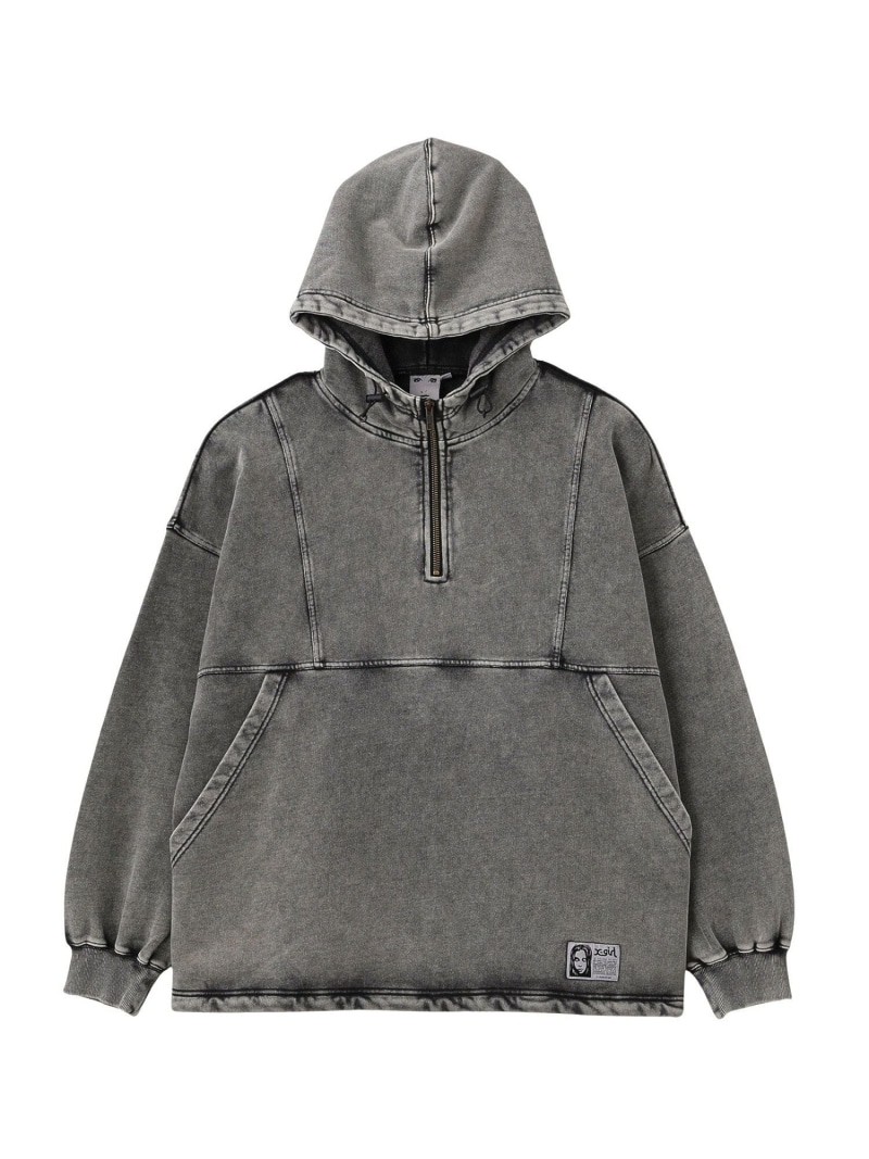 FADED FACE LABEL ANORAK SWEAT HOODIE X-girl エックスガール トップス スウェット・トレーナー ブラック グリーン パープル【送料無料】[ Fashion]
