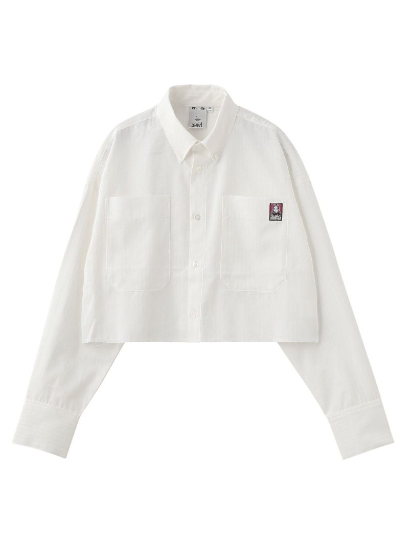 FACE CROPPED L/S SHIRT X-girl エックスガール トップス シャツ・ブラウス ホワイト ピンク【送料無料】[ Fashion]