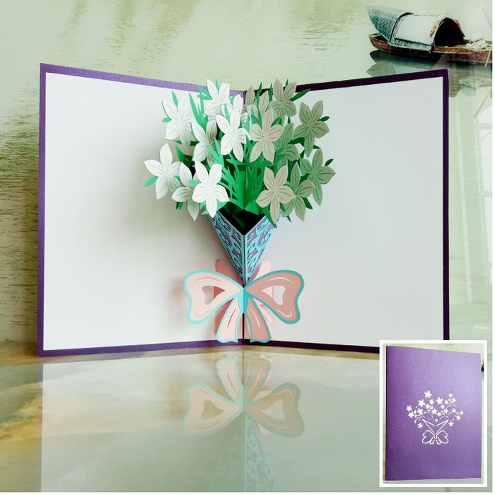 楽天市場 クチナシの花束 立体切り絵 グリーティングカード ポップアップカード 中国の本屋