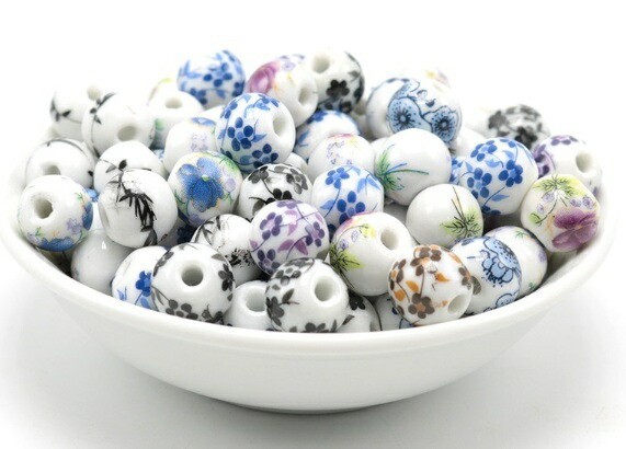 楽天市場】特価品 絵付き陶器ビーズ 12mm 10個セット 中国景徳鎮 diy