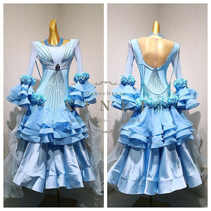 【受注生産・セミオーダー】社交ダンス ドレス ダンスドレス ダンス衣装 発表会 ステージ衣装 モダンドレス ラテンドレス スカート 競技用 デモ用 練習用 ワンピース パーティードレス ダンスウエア トップス スタンダードドレス MK250 【XINEI】|XINEIダンスドレス