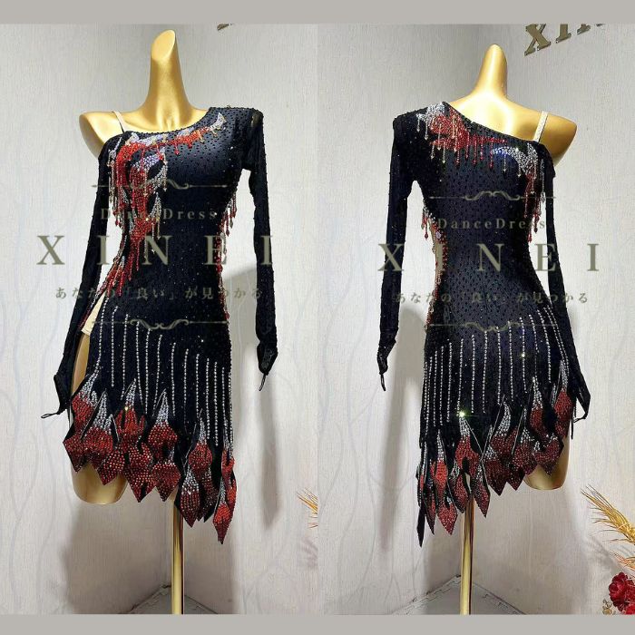 社交ダンス　ラテン　ドレス　ワンピース　SM〜M 競技　デモ 社交ダンスドレス ラテンドレス モダンドレス ダンスウエア, 競技 デモ