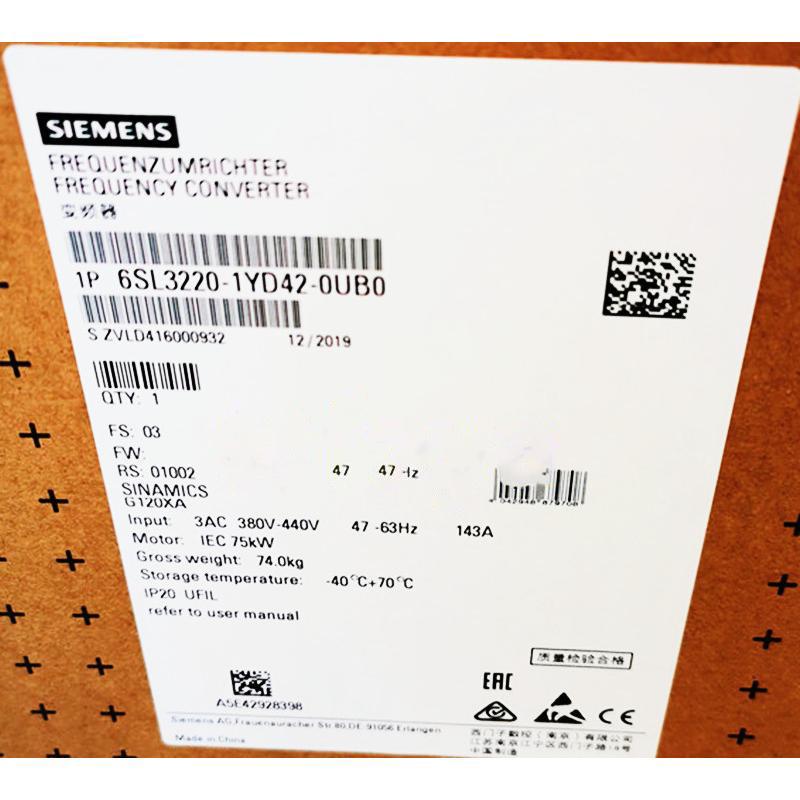 新品◆SIEMENS シーメンス インバータ 6SL3220-1YD42-0UB0 G120XA 440V 75kW◆6ヶ月保｜BWBJ店