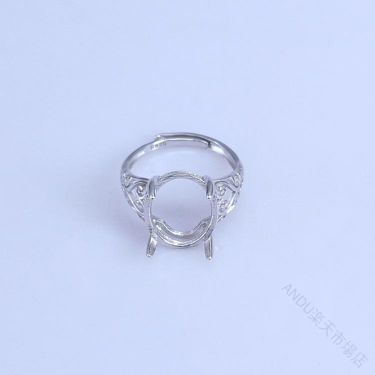 指輪 レディース スターリング シルバー 空枠 台座 楕円形 オーバル ストーン 用 8x10mm 11x13mm 12x15mm 電気 メッキ 加工 ハンドメイド DIY パーツ サイズ 調整 可能
