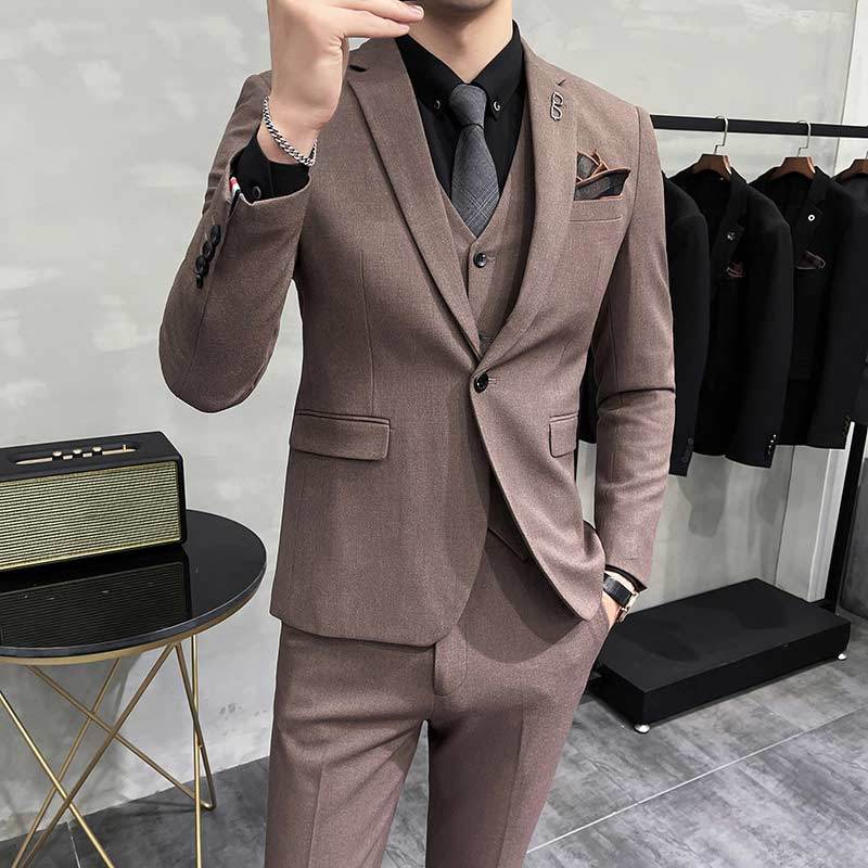 メンズ 背広 3点仕掛ける 黒いこと 薄墨色 赤銅色 全4色 M L XL 2XL 3XL 4XL 5XL 途轍も無い大いさ セットアップ 商行為背広 フォーマル 御祝い背広 通い OL 進行係り 告げ知らせる会 成人男性服 体型押しかぶせる スーツ-メンズファッション